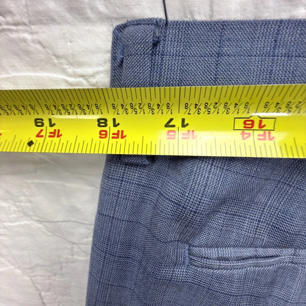 Banana Republic Mens Blue Gray Plaid Wool Pants 34x32 Office Quiet Luxury